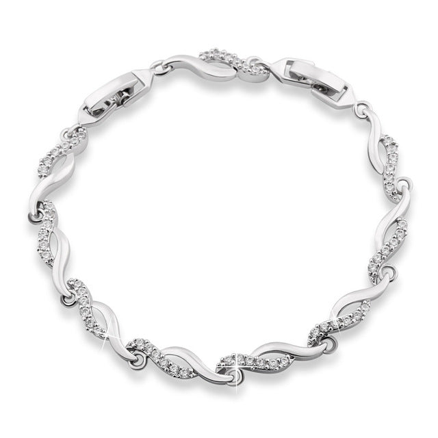 Twisted Crystal Hand Link Chain Bracelet